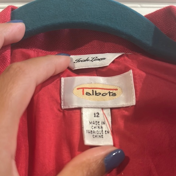 Talbots Pink 100% Irish Linen Button Up Suit Jacket Women’s 12 Casual Business - Picture 2 of 8